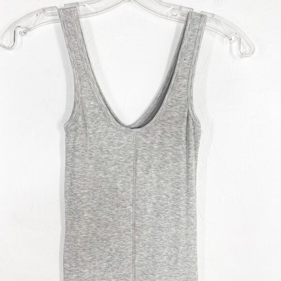 Olivaceous Gray Ribbed V Neck Tank Tshirt Bodycon Lined Mini Dress Small S NWOT - Picture 5 of 10